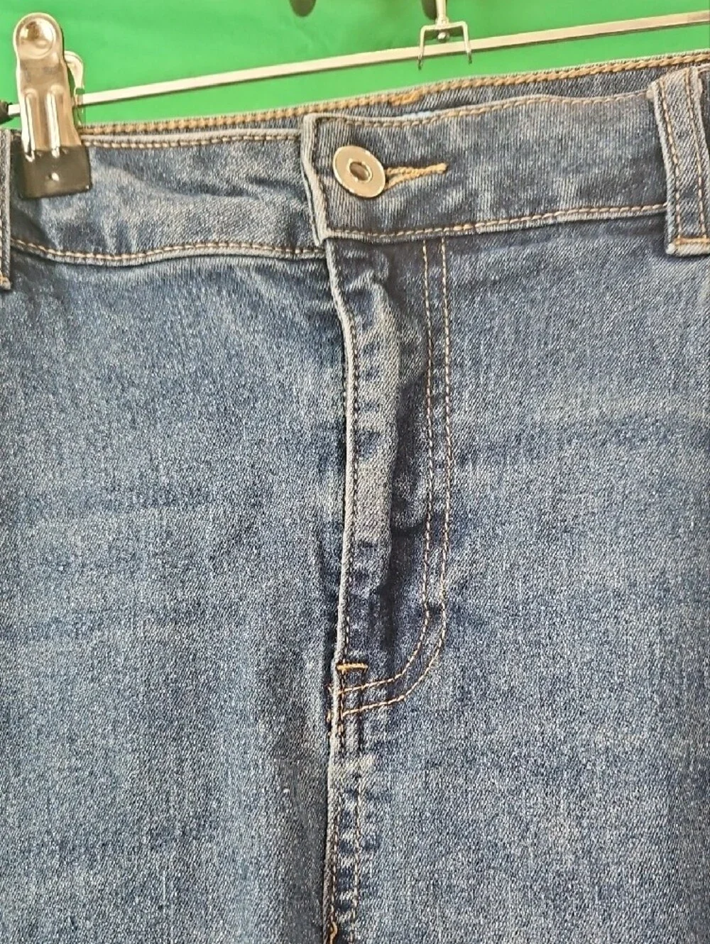CeCe Dark Blue Ankle Crop Jeans with Button Cuff - Picture 4 of 12
